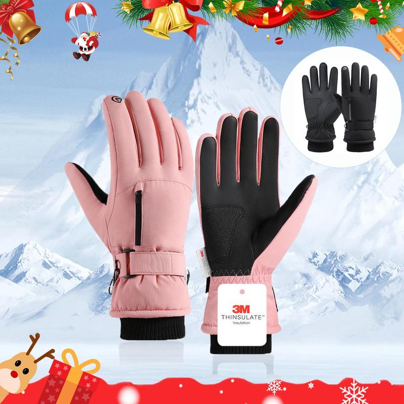 Winter Ski Gloves, 1 Pair Warm Gloves for Outdoor Sports, Thickened Non-slip & Waterproof Touchscreen Wrist Lengthened Cycling Ski Gloves, Christmas Gift