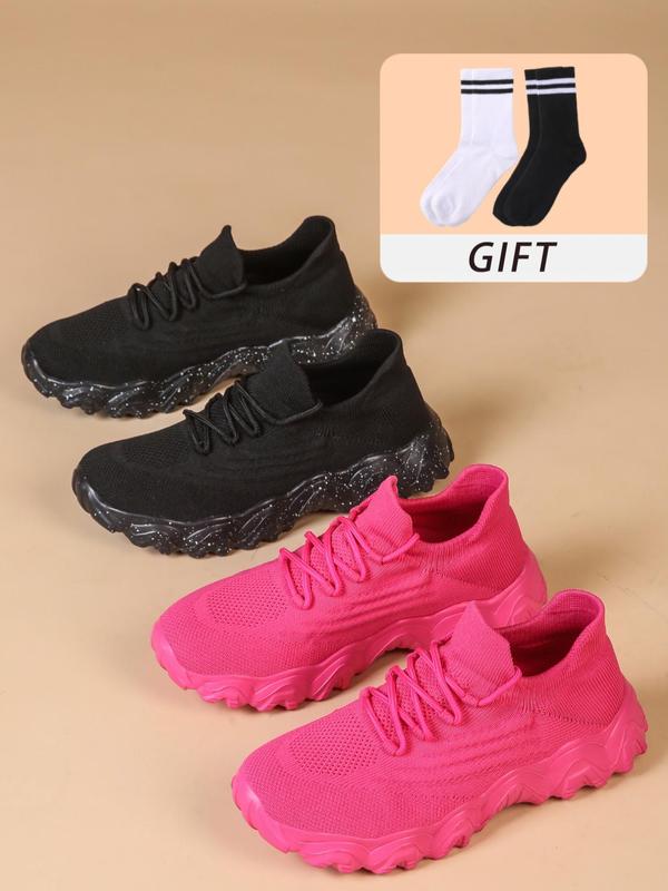 Unisex's Sporty Lace Up Running Shoes with Socks, Casual Comfortable Breathable Sneakers, Trendy All-match Sneakers for Daily Wear, Sports Shoes for Women & Men