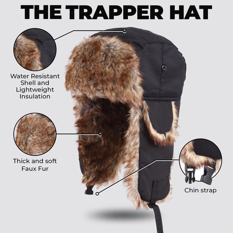 Trapper Warm Russian Trooper Hat Winter Skiing Cap Women Men Windproof Snow Caps for Extreme Cold Weather