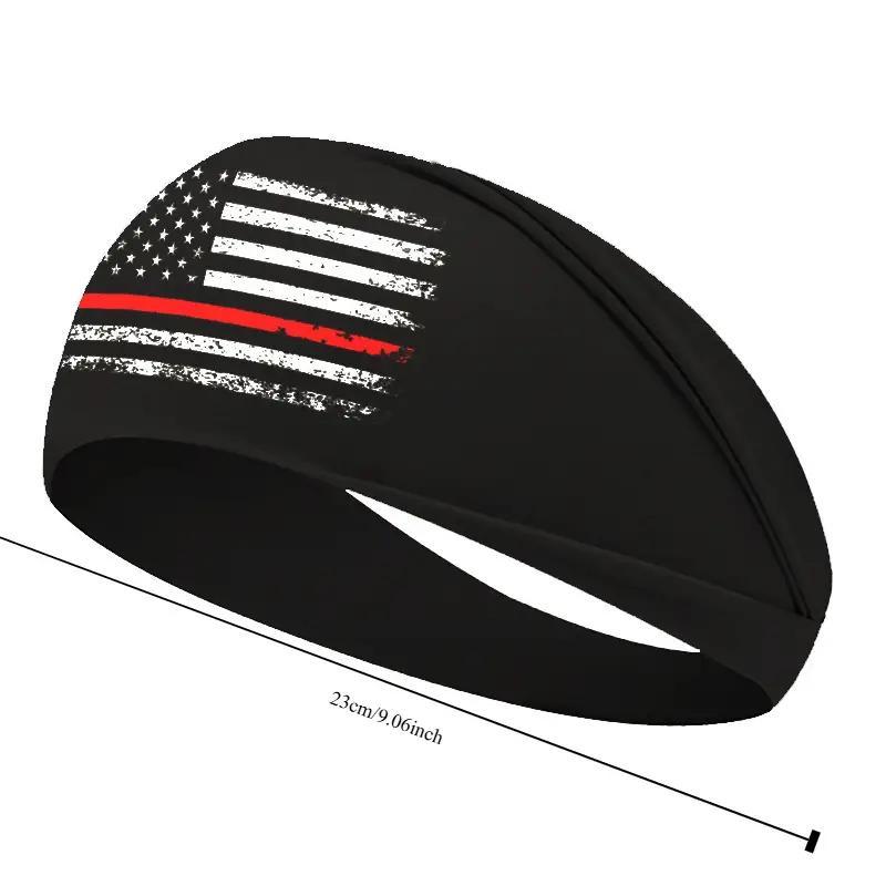 Unisex's American Flag Print Sports Headband, Sweatband for Men & Women, Breathable Non-slip Headband for Outdoor Sports