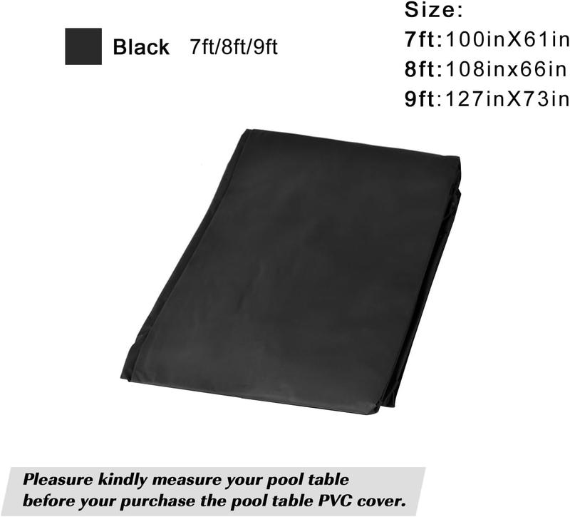 Pool Table Cover PVC   for 7 8 9 Ft Billiard Pool Table ,Black,8