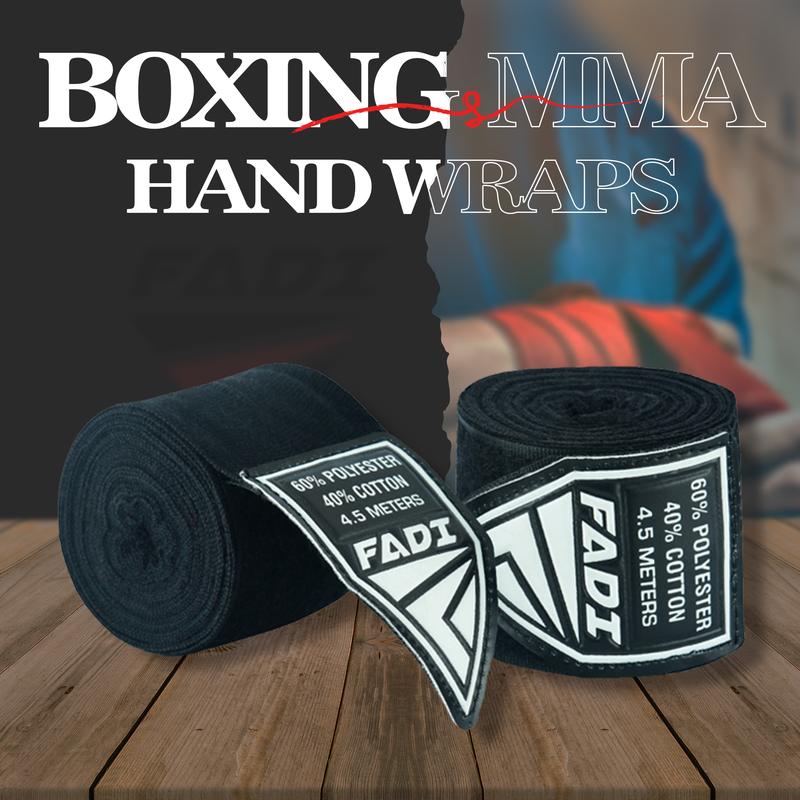 Fadi Sports Semi-Elastic Handwraps for Better Grip - Black Mexican Handwrap for Boxing and MMA