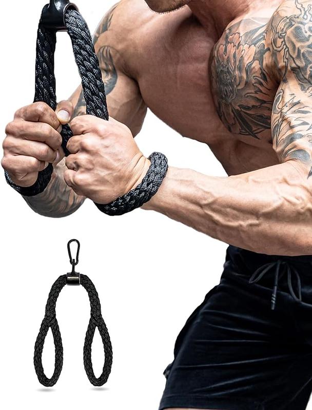 MANUEKLEAR Tricep Pull Down Rope for Triceps、Back & Shoulders, Tricep Rope Cable Attachment, Cable Rope Attachments for Gym & Home with Improved Grip Stability