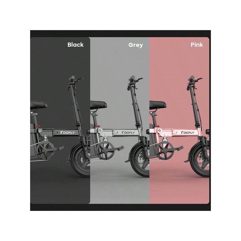 TOOFLY | New Product Launch | Premium Gray Adult Electric Bike, 48V 15AH Sensitive Battery, 32km H 30 LED, 500W Brushless Motor, Lightweight 14 LED Headlight LCD Display Folding Electric Bike