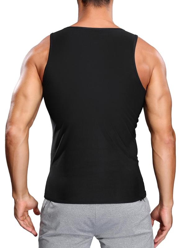 Men's Solid Color Shapewear Tank Top, Compression Tummy Control Shaper, Men's Shapewear Top for Daily Wear