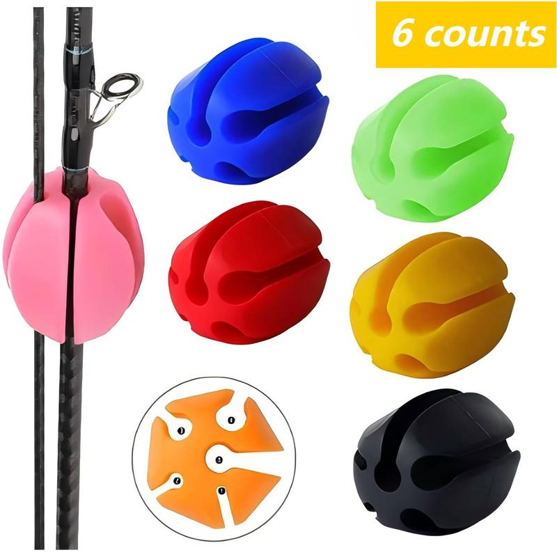 Silicone Fishing Rod Holder Ball, 6 Counts set Lightweight Fishing Tackle Ties for Christmas Gift, Fishing Accessories for Outdoor Fishing