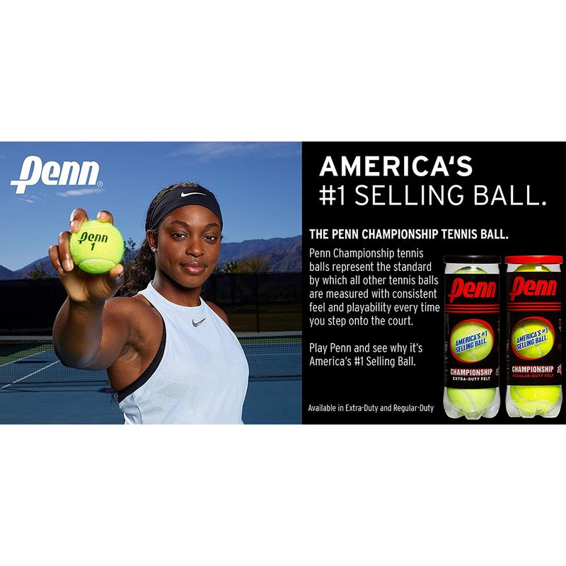 Penn Championship Tennis Balls - Extra Duty Felt Pressurized Tennis Balls Head