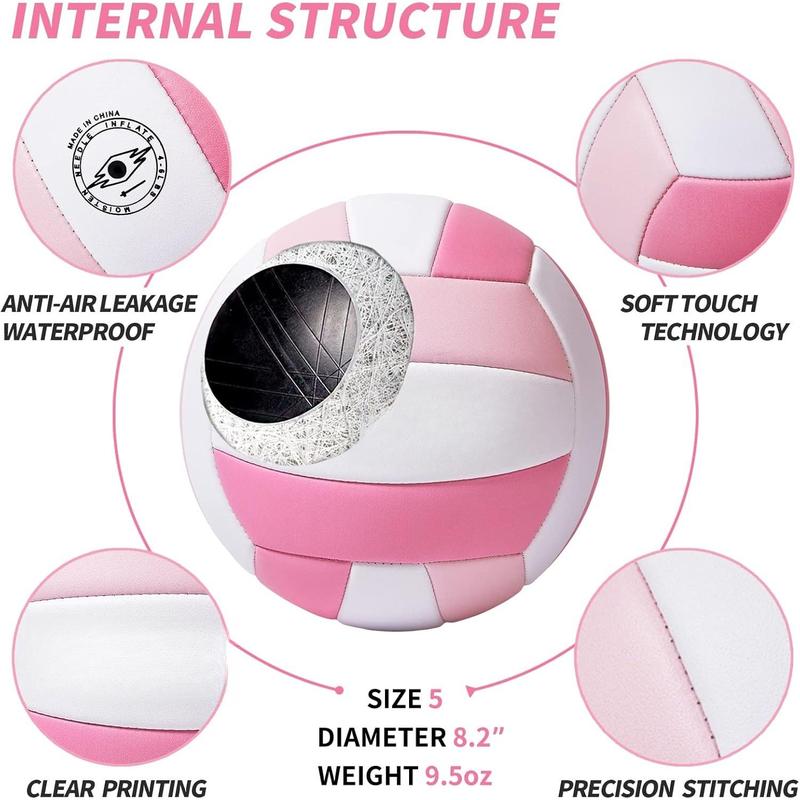 Soft Touch Volleyball Ball Gifts for Teen Girls  Youth Team Beginners Durable Volleyballs for Outdoor Indoor Beach Pool Water Play Official Size 5  Practice Volley Ball