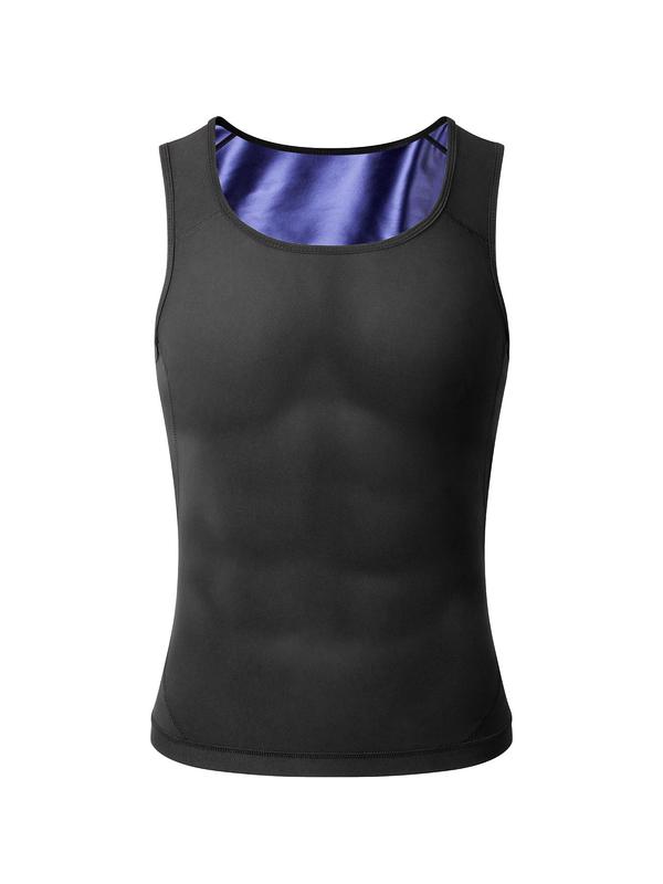 Men's Solid Color Shapewear Tank Top, Compression Tummy Control Shaper, Men's Shapewear Top for Daily Wear