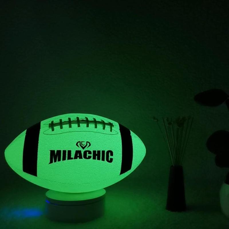 Glow in The Dark Football Size 9 & Youth Size 6, Luminous Glowing Football Super Grip Composite Leather Football Balls with Pump and Ball Carry Bag