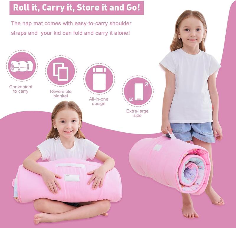 Extra Large Nap mat, Sleeping Bag with Removable Pillow, Measures 53 x 21 x 1.5 Inches, Sleeping Mat