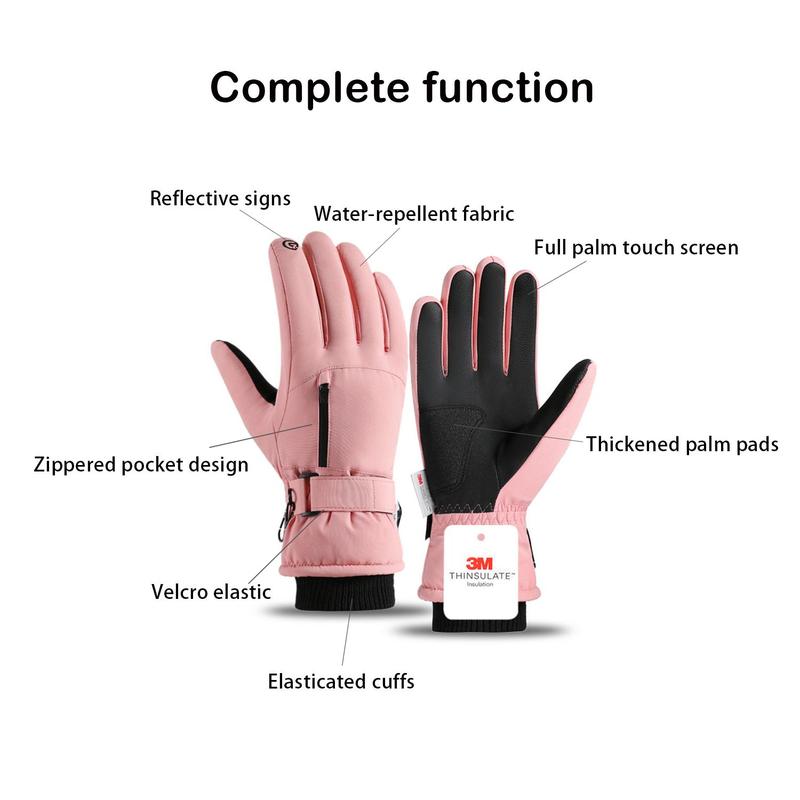 Winter Ski Gloves, 1 Pair Warm Gloves for Outdoor Sports, Thickened Non-slip & Waterproof Touchscreen Wrist Lengthened Cycling Ski Gloves, Christmas Gift