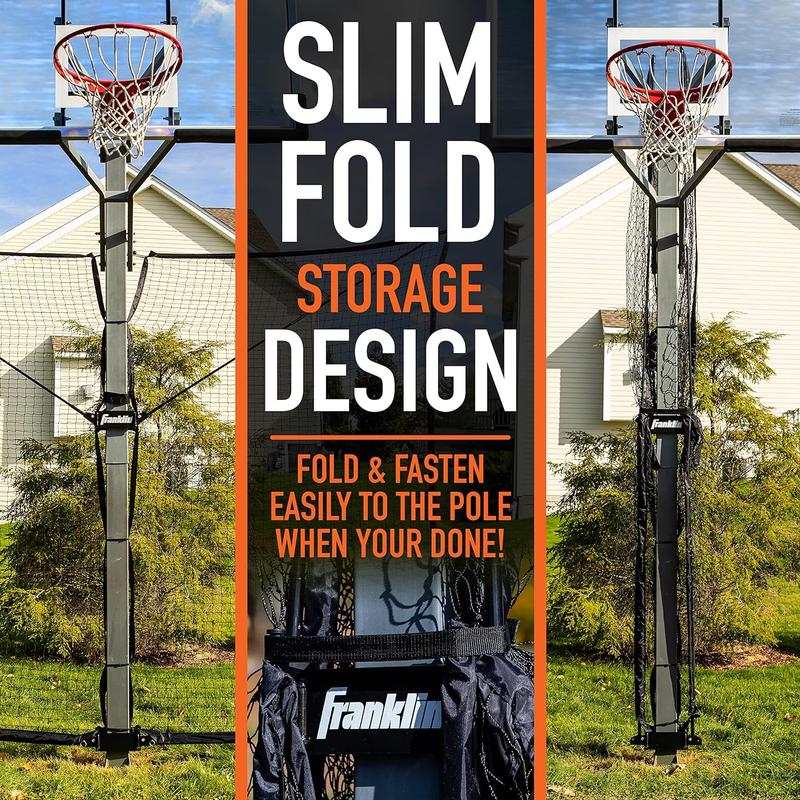 Folding Basketball Backstop Net All-Weather, Black Easy-to-Fold Steel Defender Net 10ft. x 8ft