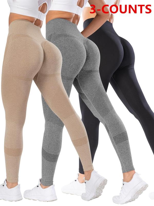 Women's Solid High Waist Sports Leggings, Breathable Comfortable Seamless Skinny Pants, Ladies Sportswear for Indoor Outdoor Wear