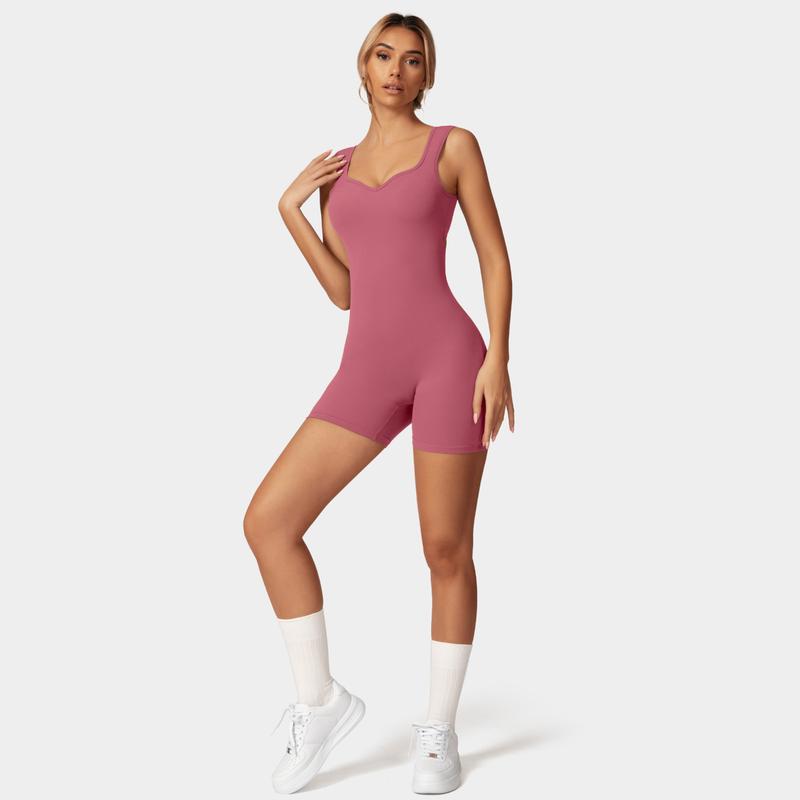 OEAK Sweetheart Collar Sleeveless Jumpsuit Women Overalls Workout Sexy V Waist Scrunch Control Bodycon Scrunch Butt Yoga Romper