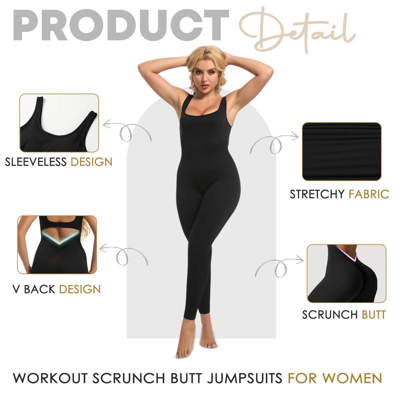 Soo Slick Sleeveless Scrunch Butt Yoga Jumpsuit: Backless, tummy control design with a stylish flared fit. Perfect for workouts and casual outings!