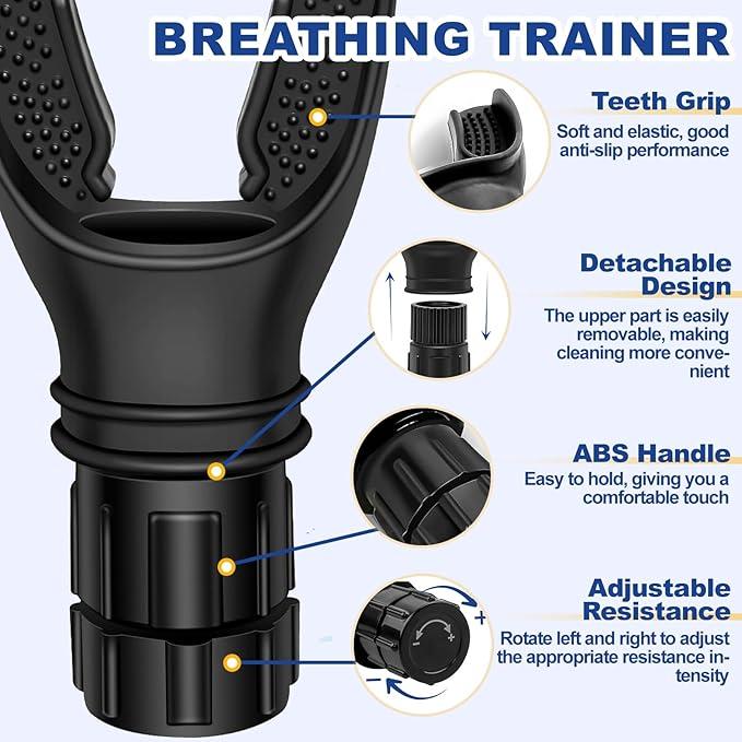 Breathe Exercise Device Adjustable Resistance for Trainer, Exerciser Trainer Daily Fitness Training,Potable, Easy-to-Clean