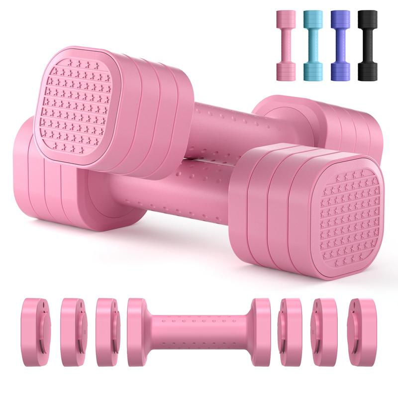 Adjustable Dumbbell Set of 2, 4 in 1 Free Weights Dumbbells Set for Women, Hand Weights for Women at Home, Each 2lb 3lb 4lb 5lb with TPU Soft Rubber Handle for Home Gym Exercise Training Pink