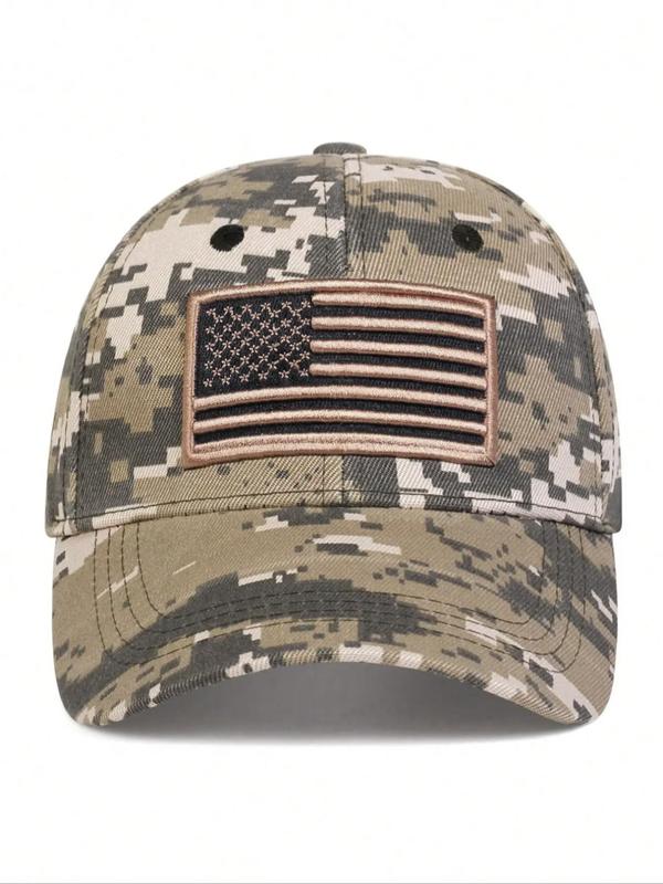 Unisex Casual Trendy Camouflage Print Baseball Cap,  Street Sportive Flag Embroidery Baseball Cap, Fashion Hat for Men & Women for All Season