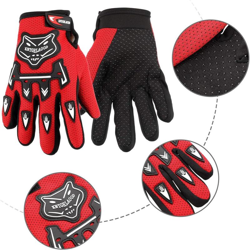 Motorcycle Gloves Power Sports Racing Gloves Riding Dirty Bike Gloves Winter Bike Cycling Gloves for Riding Cycling Hiking Children Outdoor Sports (Red)