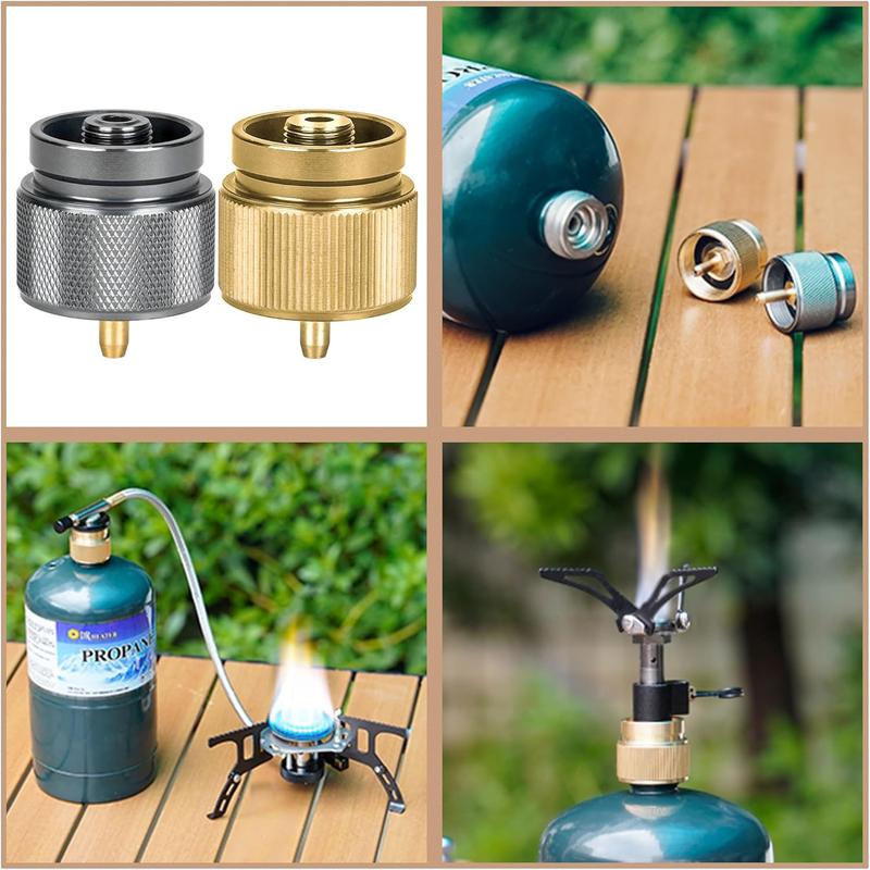 Camping Stove Adapter, Camping Backpacking Stove Convert Connector 1L  Propane Small Tank Input EN417 Lindal Valve Output, Camp  Adapter for  Backpack Hiking