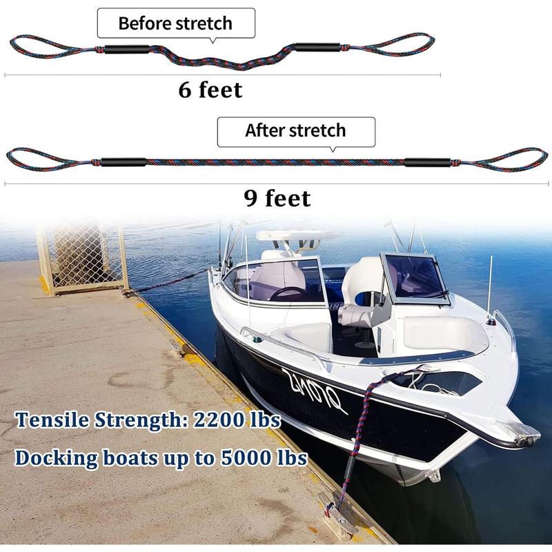 The Boat Bungee Dock Lines, Boating Gifts for Men, Boat Accessories, Pontoon Accessories, Mooring Lines for Bass Boat, 4 Feet