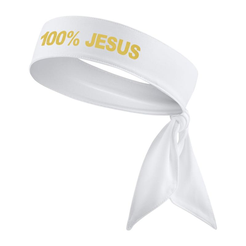 Black 100% JESUS Sport Tie Headband - Soccer Football