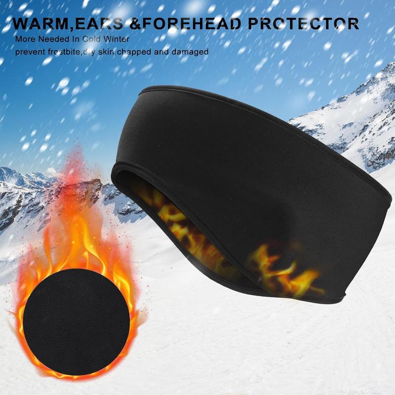 Fleece Ear Warmer Headband for Women and Men - Double Layered Warm Winter Sports Ear-muff Ear Protection for Running, Jogging, Hiking, Skiing, Cycling 2 count