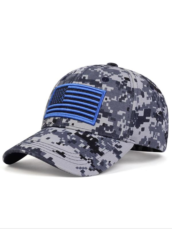 Unisex Casual Trendy Camouflage Print Baseball Cap,  Street Sportive Flag Embroidery Baseball Cap, Fashion Hat for Men & Women for All Season