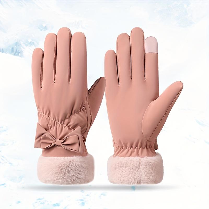 1 Pair Winter Thermal Gloves, Touch Screen Water Resistant Windproof Anti Slip Glove, Warm Plush Lined Gloves With Full Finger Design, Hiking Driving Running Bike Cycling