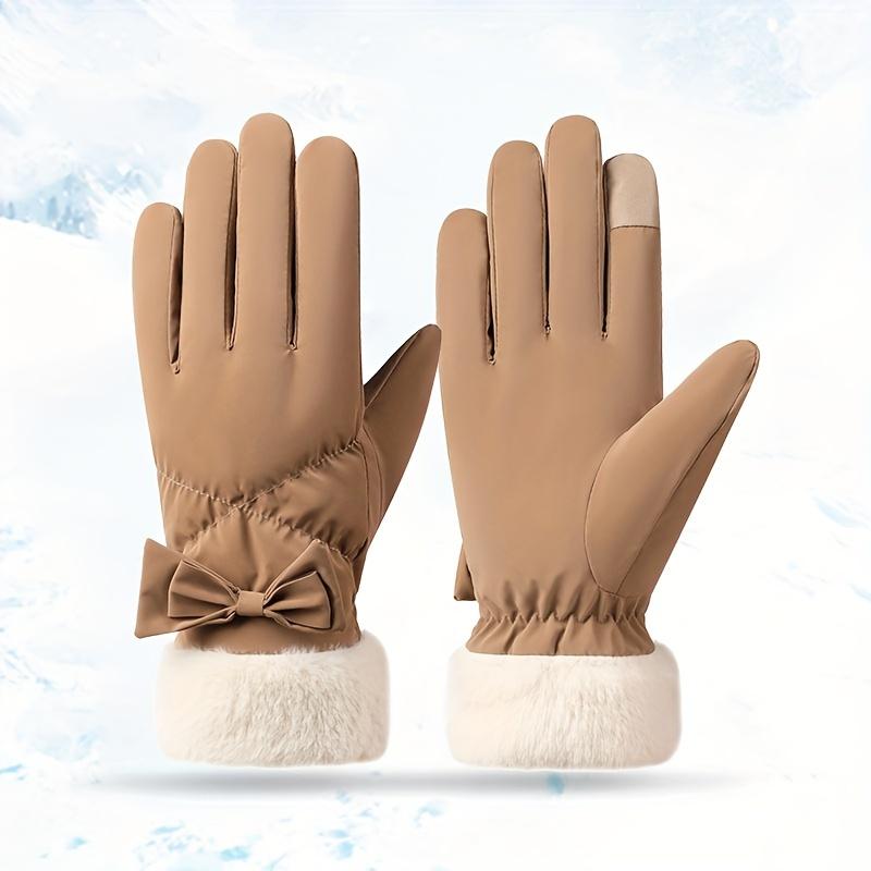 1 Pair Winter Thermal Gloves, Touch Screen Water Resistant Windproof Anti Slip Glove, Warm Plush Lined Gloves With Full Finger Design, Hiking Driving Running Bike Cycling