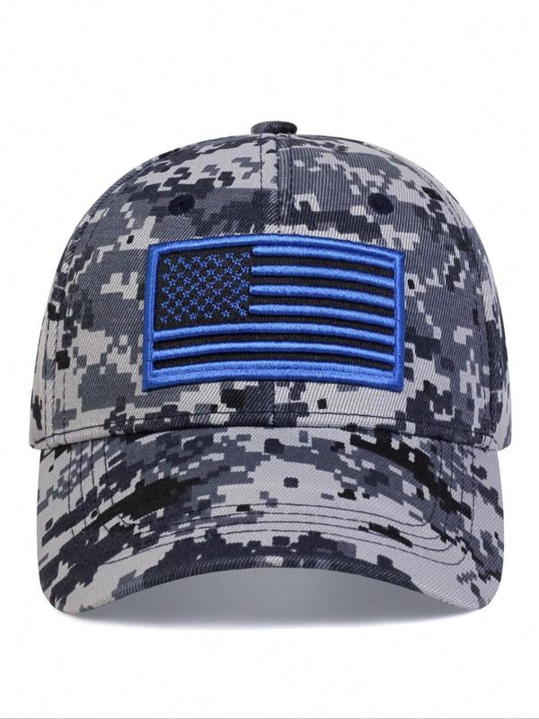 Unisex Casual Trendy Camouflage Print Baseball Cap,  Street Sportive Flag Embroidery Baseball Cap, Fashion Hat for Men & Women for All Season