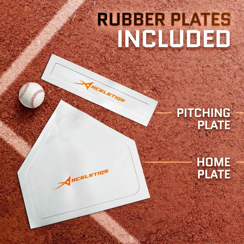 Pitching Net with Strike Zone | Baseball Pitching Trainer | Pitching Aid Net Softball with Strike Zone | Adjustable Height and Portable | Beisbol [Pitching Rubber and Home Base Included]