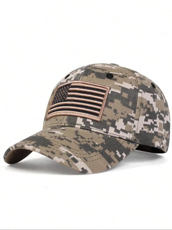 Unisex Casual Trendy Camouflage Print Baseball Cap,  Street Sportive Flag Embroidery Baseball Cap, Fashion Hat for Men & Women for All Season