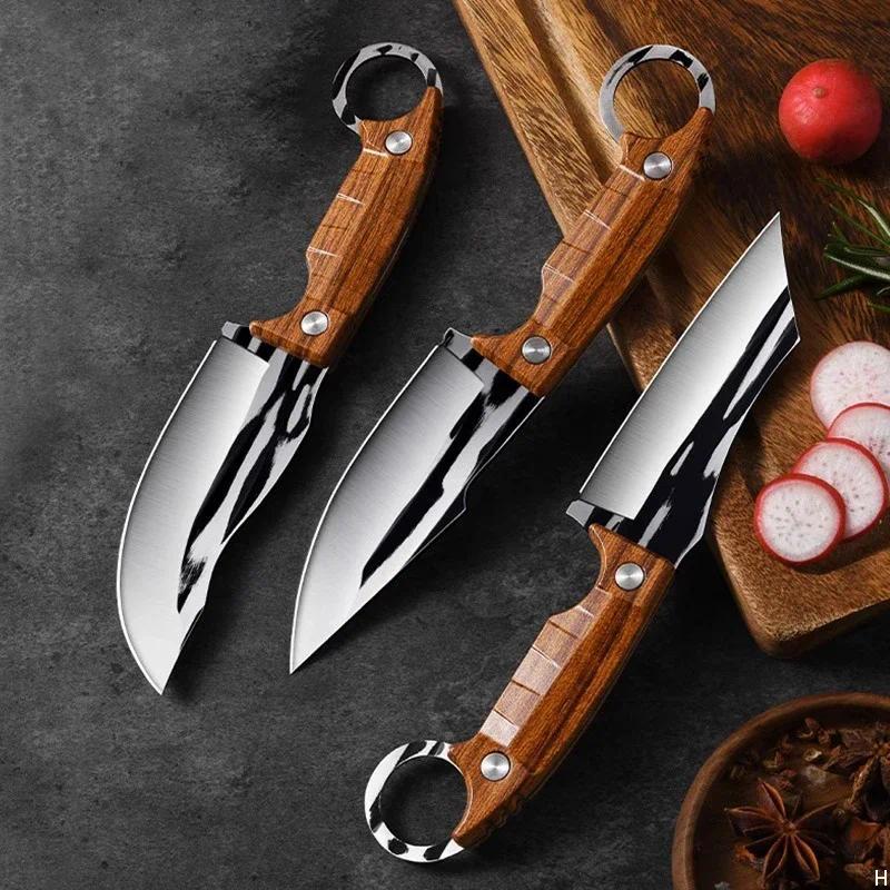 3-Piece Multipurpose Knife Set - Outdoor Bone Removal Knife, Stainless Steel Sharp Meat Cutting Knife, and Portable Fruit Knife for Camping Adventures