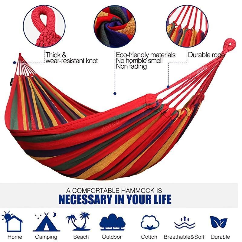 Outdoor Garden Camping Hammock with Straps, Durable Hanging Bed, Can Hold 450lbs, Portable Hammock with Travel Bag, Perfect for Outdoor Indoor Patio Backyard Camping, Camping Accessories