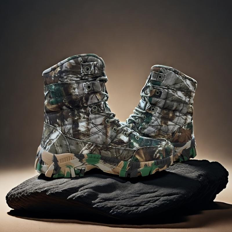 Men's High-Top Camouflage Hiking Boots-Waterproof, Non-Slip, Durable and Comfortable for Outdoor Use | Cross-Season Wear-Resistant Sole, Lace-up