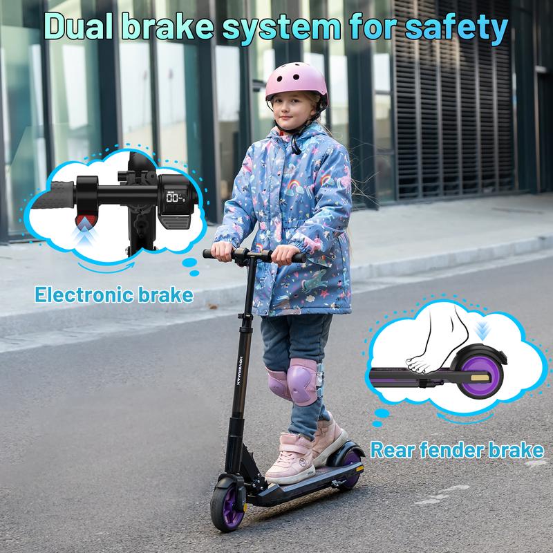 Scooter for Ages 6-12, 150W Motor Max Speed 9.3 MPH, 5 Miles Range, Colorful LED Lights, Foldable scooter