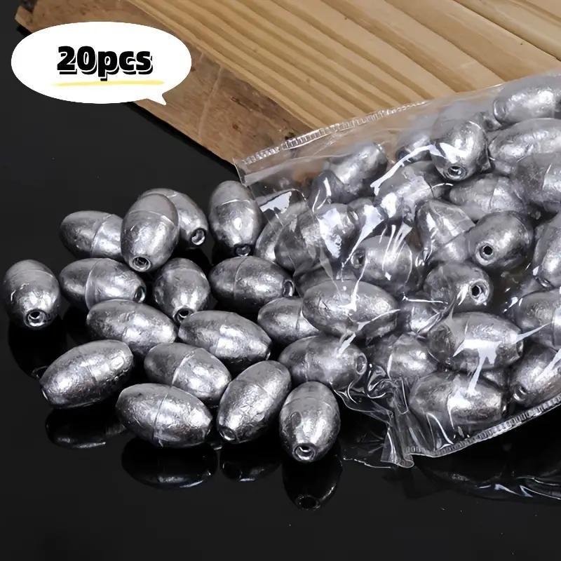 Egg Shaped Fishing Sinker, 20pcs Olive Shape Sinker Weight, Casting for Fishing Bottom Fishing Tackle, Fishing Sinker Weights for Freshwater Saltwater