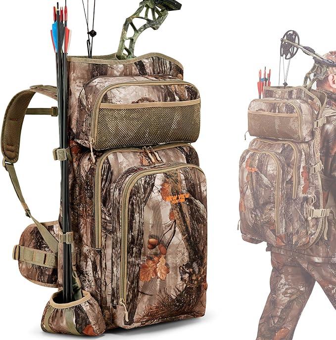 Hunting Backpack for Men and Women NEW VIEW Camo Bow , Saddle Hunting Back Pack with Bow Holder, Elk and Deer Hunting Bag