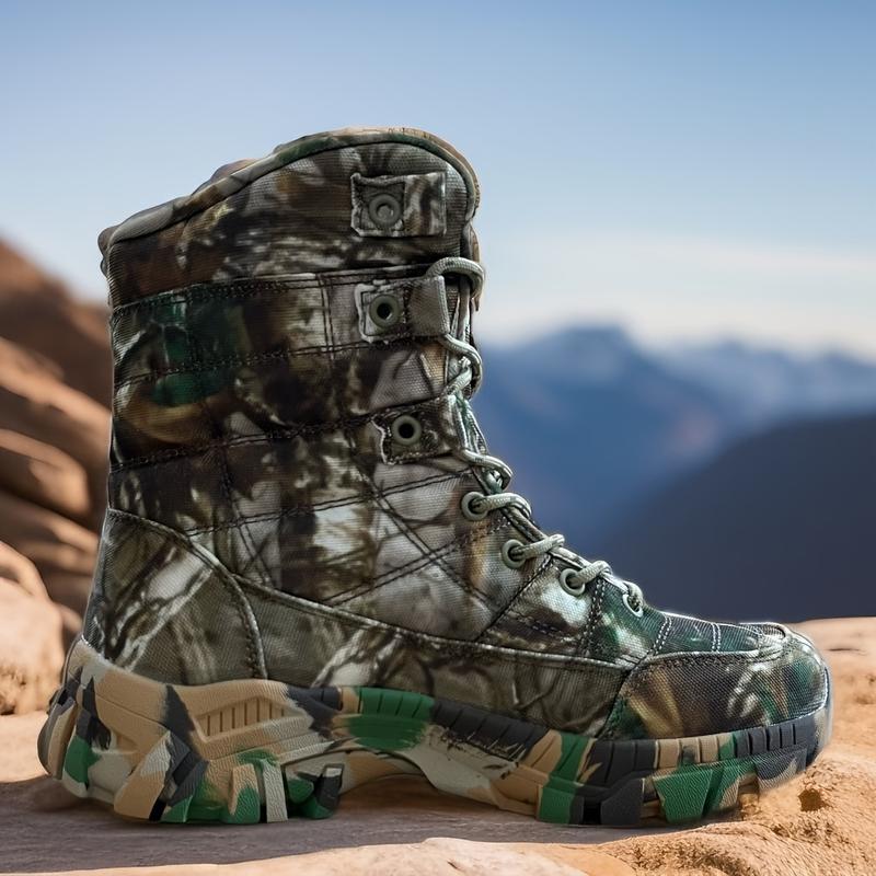 Men's High-Top Camouflage Hiking Boots-Waterproof, Non-Slip, Durable and Comfortable for Outdoor Use | Cross-Season Wear-Resistant Sole, Lace-up