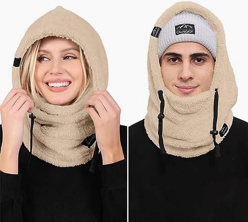 Sherpa Hood - Balaclava Winter Ski Mask for Men and Women Cold Weather Fleece Windproof Face Cover Hooded Scarf Hat Head Warmer