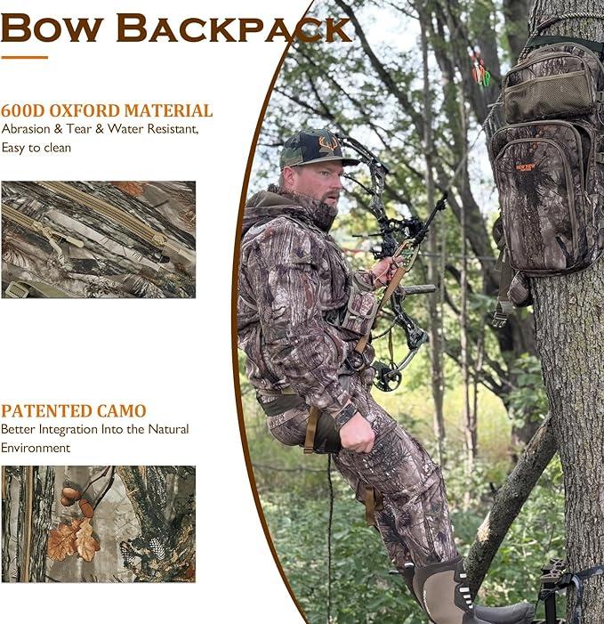 Hunting Backpack for Men and Women NEW VIEW Camo Bow , Saddle Hunting Back Pack with Bow Holder, Elk and Deer Hunting Bag