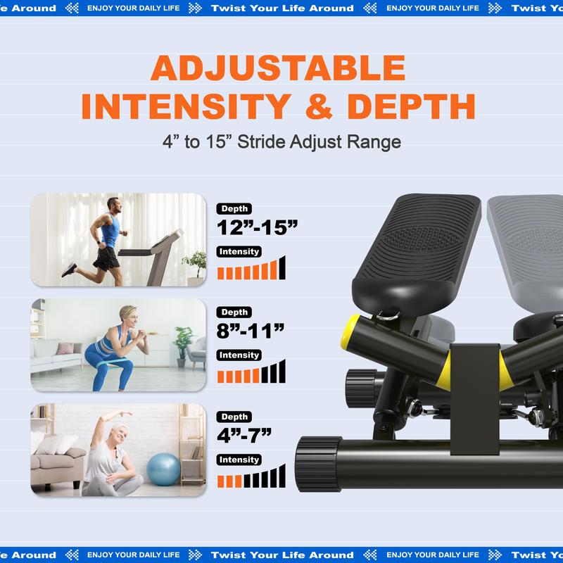 Ziwwvy Steppers for Exercises, Twisting Stepper for butt Lifting with Resistance Bands and 330Lbs Weight for Home and Office Use with LCD Monitor and Dual Hydraulic Fitness System to Sharping waist