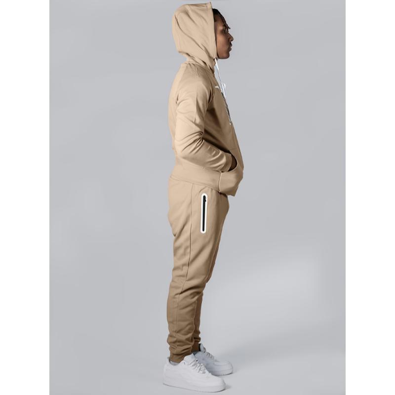 Men's 2-Piece Tracksuit Set - Stylish Zip-Up Hooded Sweatshirt and Matching Joggers - Comfortable Athletic Wear for Running and Fitness