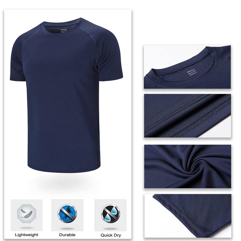 5 3 Pack Running Top Men Casual Shirts Workout Plain Gym Moisture Wicking Active Athletic Short Sleeve T-Shirts