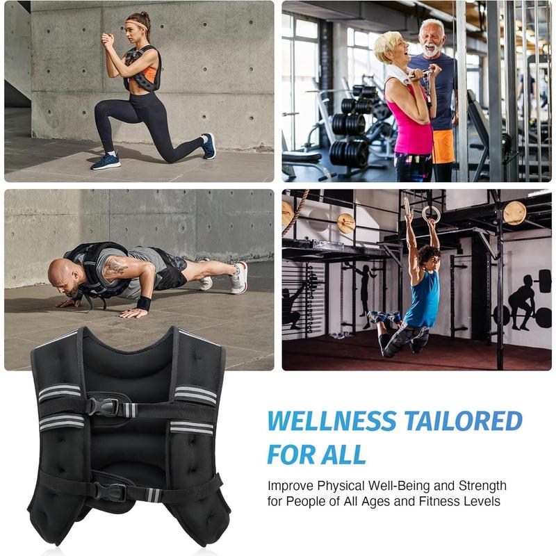 ZELUS Weighted Vest, 6lb 8lb 12lb 16lb 20lb 25lb 30lb Weight Vest with Reflective Stripe for Workout, Strength Training, Running, Fitness, Muscle Building, Weight Loss, Weightlifting