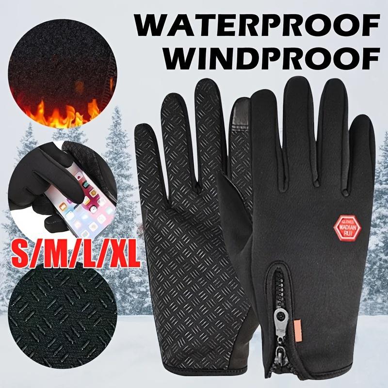 1 Pair of Ximaxa Men'S Thermal Winter Gloves, Waterproof Windproof Full Finger Sporty Gloves with Touchscreen, Non-Slip Wear-Resistant Polyester Knit Fabric for Skiing, Running, Cycling