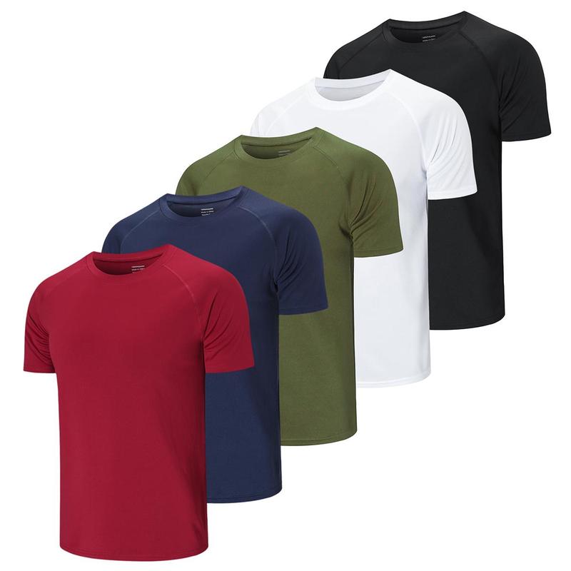 5 3 Pack Running Top Men Casual Shirts Workout Plain Gym Moisture Wicking Active Athletic Short Sleeve T-Shirts