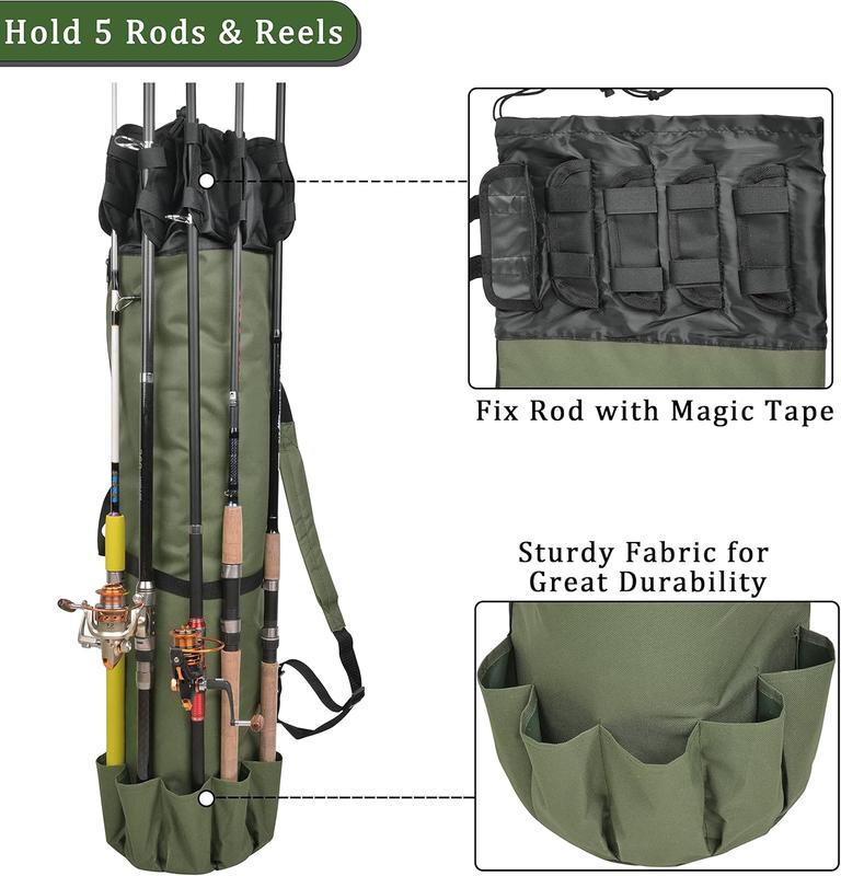 Fishing Rod Carrier Fishing Pole Bag Fishing Rod Case Fishing Bag Fishing Gear Equipment Fishing Rod Bag Travel Carry Case Large Capacity  Fishing Reel Bag Case Fishing Gifts for Men